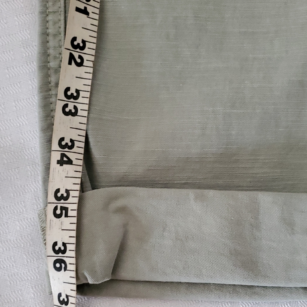 Everlane Green  Cropped Organic And Linen Blend  Pants with Relaxed Fit Sz 33 - Picture 3 of 12